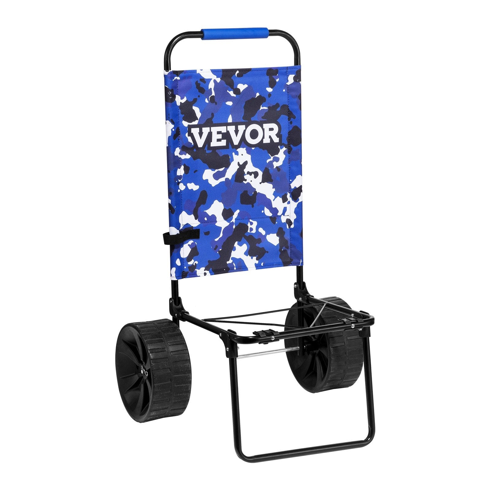 VEVOR Beach Dolly with Big Wheels for Sand, 15.4" x 15.7" Cargo Deck, w/ 10" PE Solid Wheels, 69LBS Loading Capacity Folding Sand Cart, Heavy Duty Cart for Picnic, Camping, Fishing, Beach, Gardening 