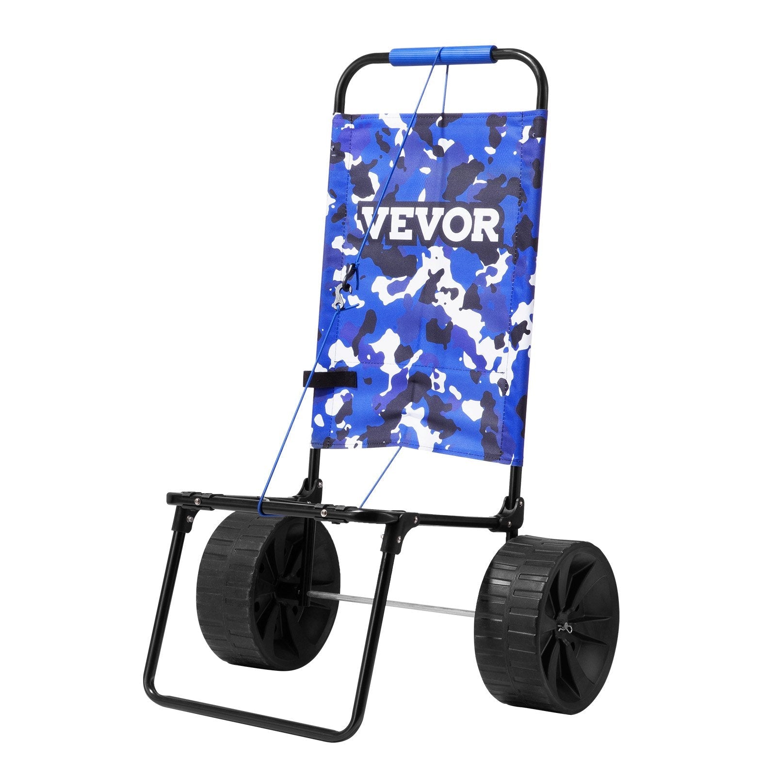 VEVOR Beach Dolly with Big Wheels for Sand, 15.4" x 15.7" Cargo Deck, w/ 10" PE Solid Wheels, 69LBS Loading Capacity Folding Sand Cart, Heavy Duty Cart for Picnic, Camping, Fishing, Beach, Gardening 