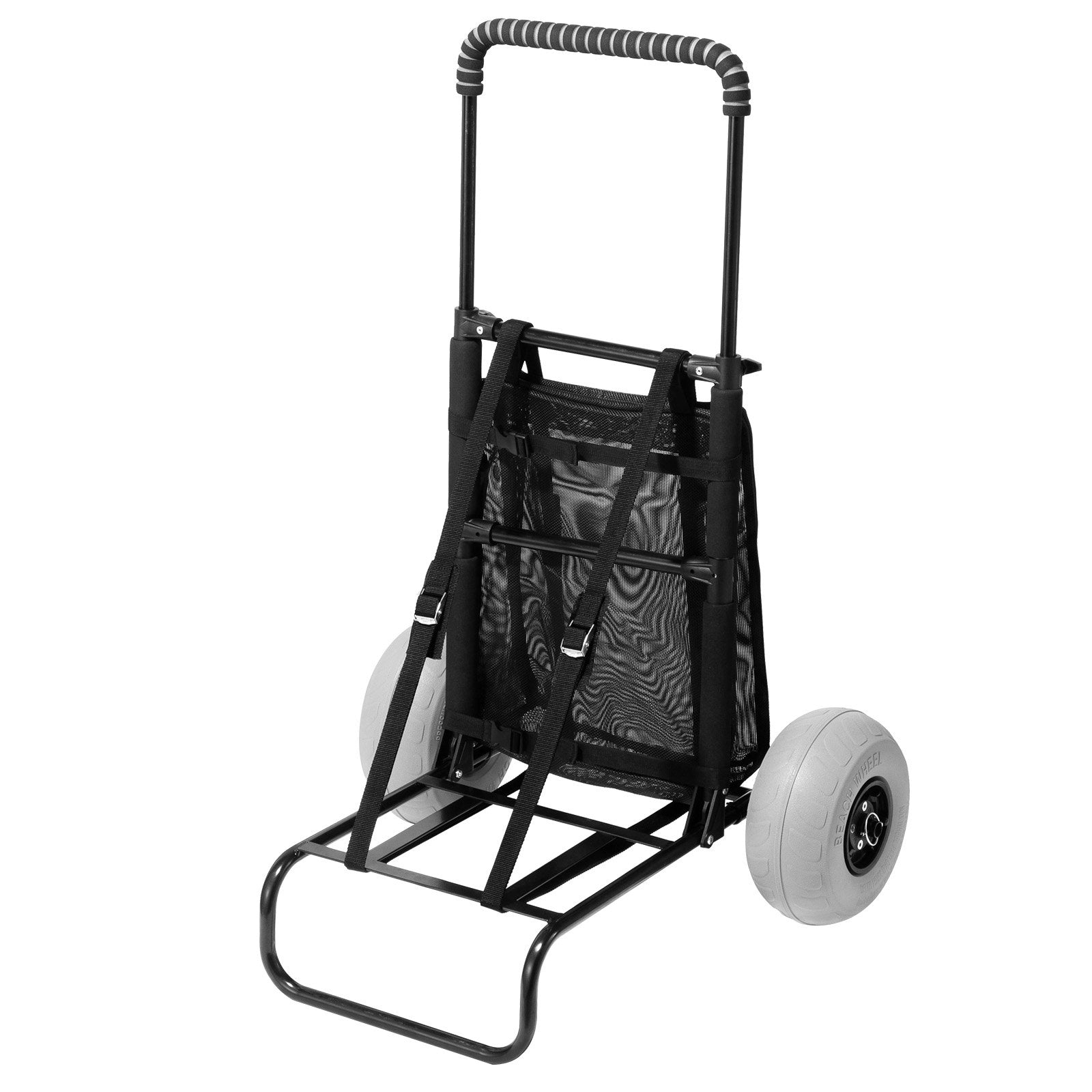 VEVOR Beach Dolly with Big Wheels for Sand, 20.1" x 14.6" Cargo Deck, w/ 9" Balloon Wheels, 165LBS Loading Capacity Folding Sand Cart & 27.2" to 44.9" Adjustable Height, Heavy Duty Cart for Beach 