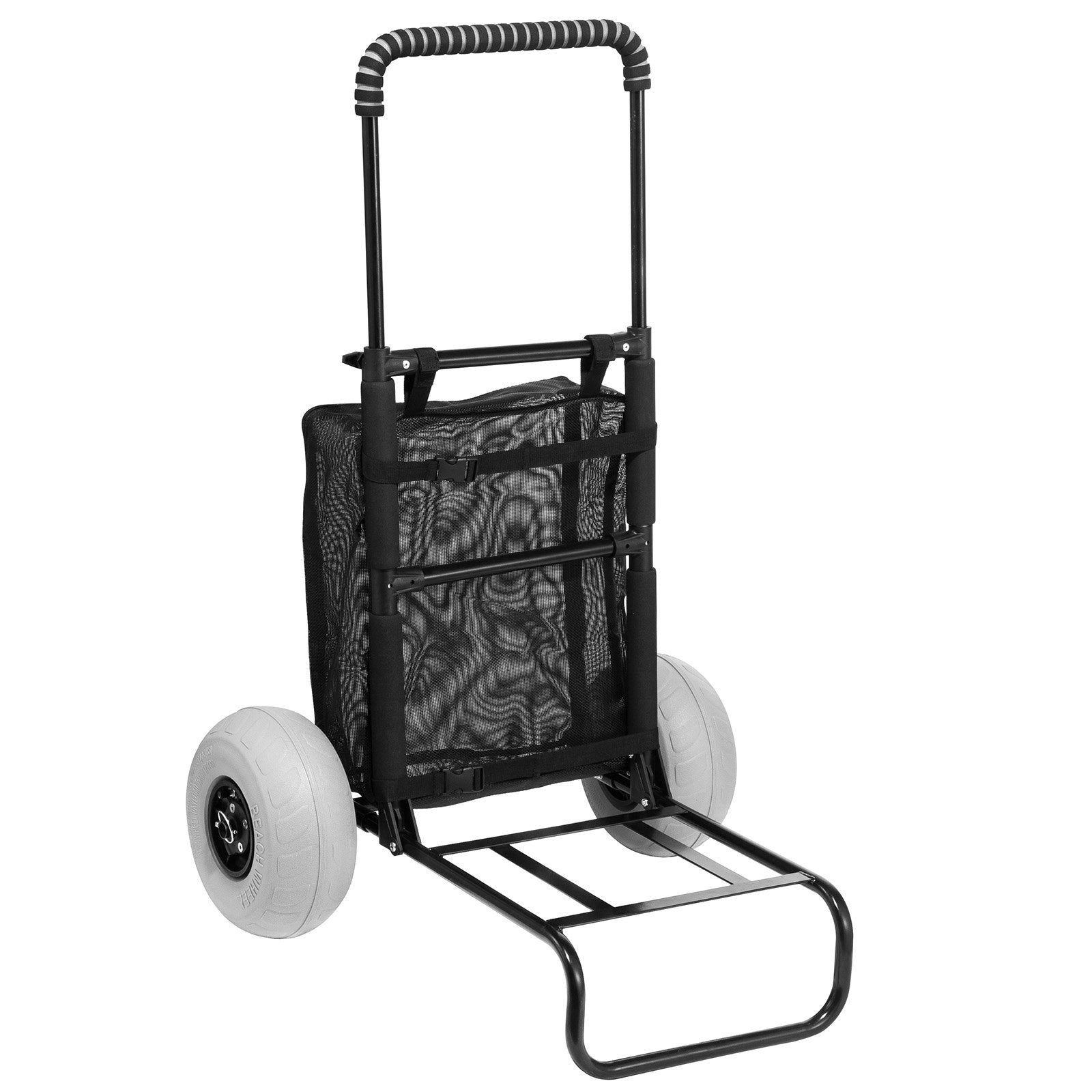 VEVOR Beach Dolly with Big Wheels for Sand, 20.1" x 14.6" Cargo Deck, w/ 9" Balloon Wheels, 165LBS Loading Capacity Folding Sand Cart & 27.2" to 44.9" Adjustable Height, Heavy Duty Cart for Beach 