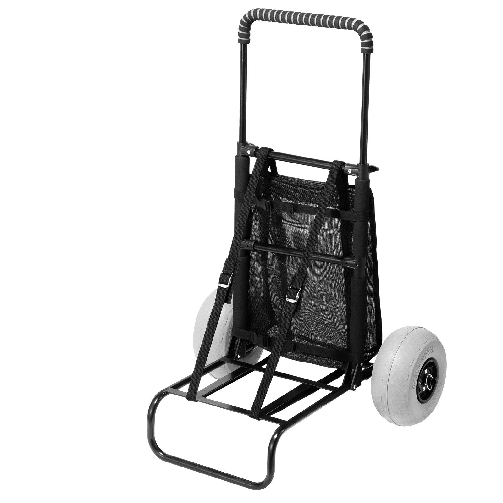 VEVOR Beach Dolly with Big Wheels for Sand, 20.1" x 14.6" Cargo Deck, w/ 9" Balloon Wheels, 165LBS Loading Capacity Folding Sand Cart & 27.2" to 44.9" Adjustable Height, Heavy Duty Cart for Beach 