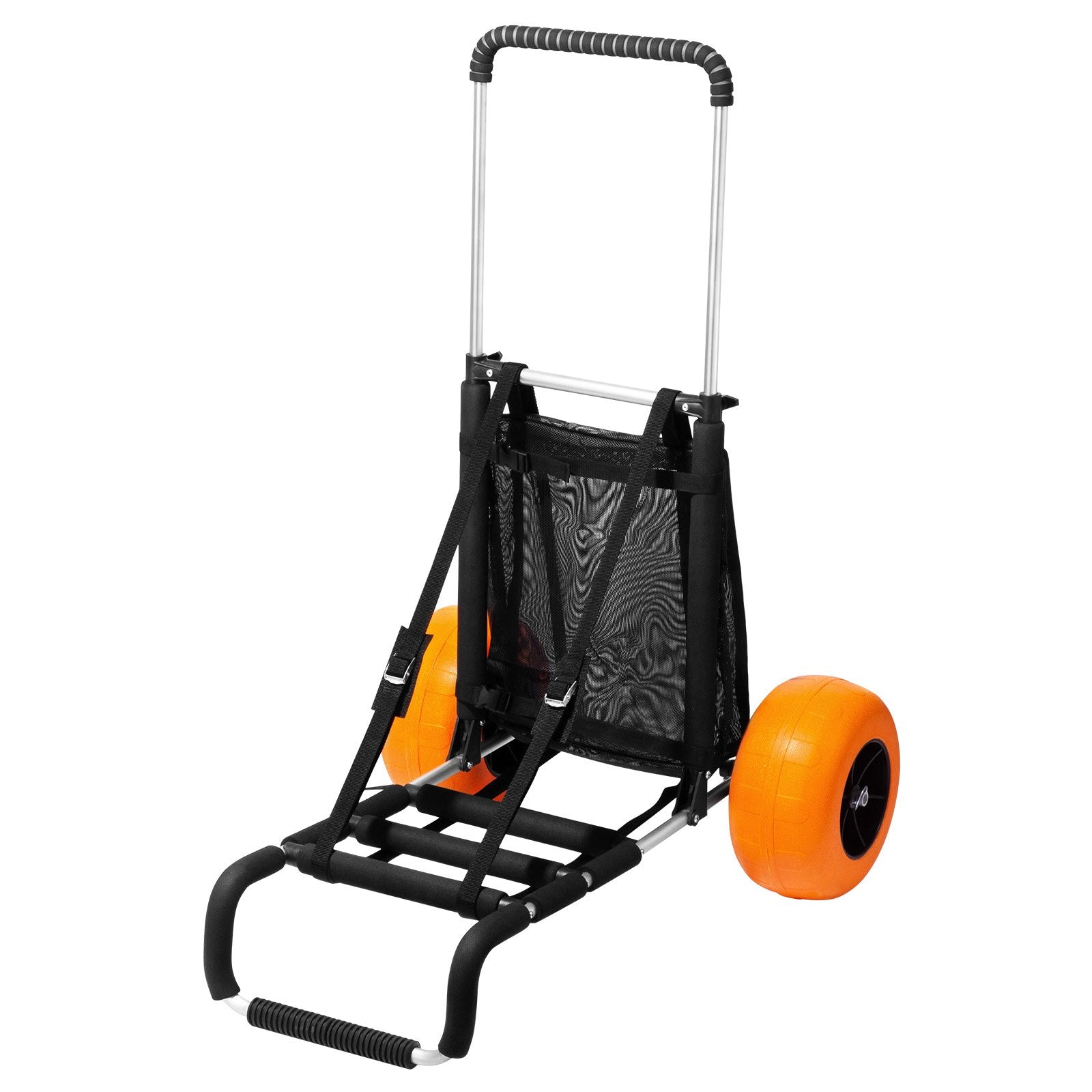 VEVOR Beach Dolly with Big Wheels for Sand, 29.9" x 15.4" Cargo Deck, w/ 12" Foam Wheels, 165LBS Loading Capacity Folding Sand Cart & 27" to 44.7" Adjustable Height, Heavy Duty Cart for Beach 