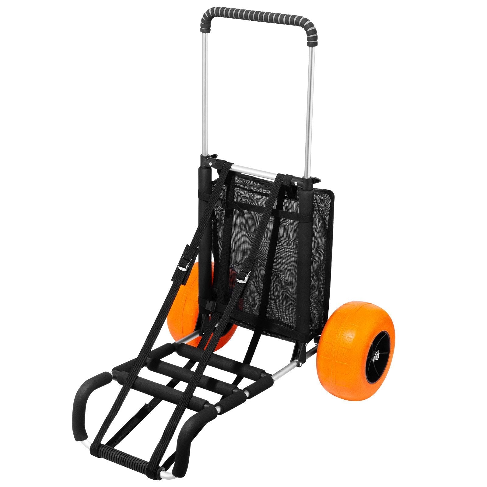 VEVOR Beach Dolly with Big Wheels for Sand, 29.9" x 15.4" Cargo Deck, w/ 12" Foam Wheels, 165LBS Loading Capacity Folding Sand Cart & 27" to 44.7" Adjustable Height, Heavy Duty Cart for Beach 