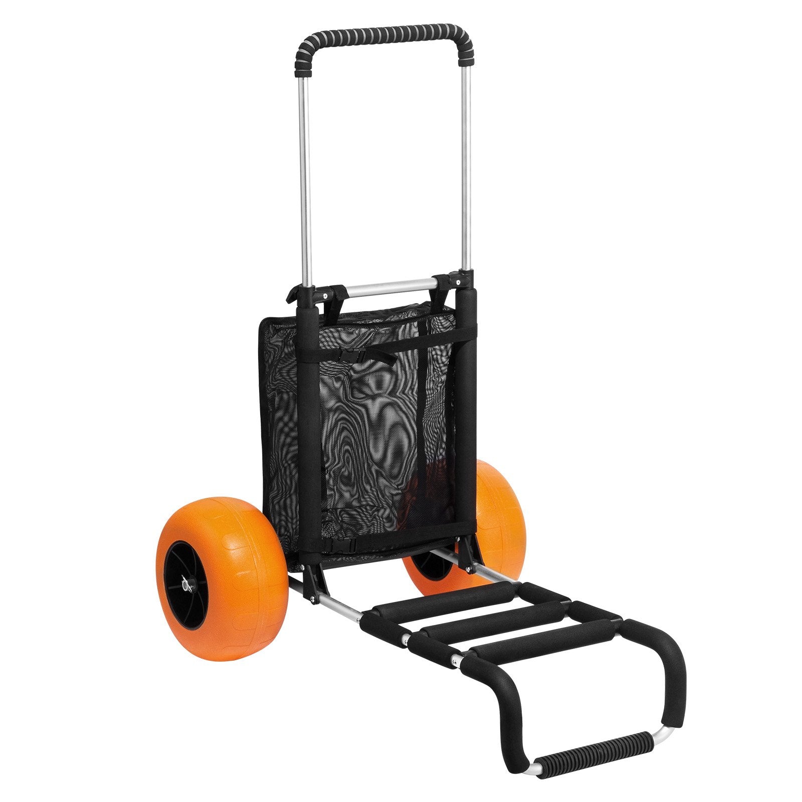 VEVOR Beach Dolly with Big Wheels for Sand, 29.9" x 15.4" Cargo Deck, w/ 12" Foam Wheels, 165LBS Loading Capacity Folding Sand Cart & 27" to 44.7" Adjustable Height, Heavy Duty Cart for Beach 