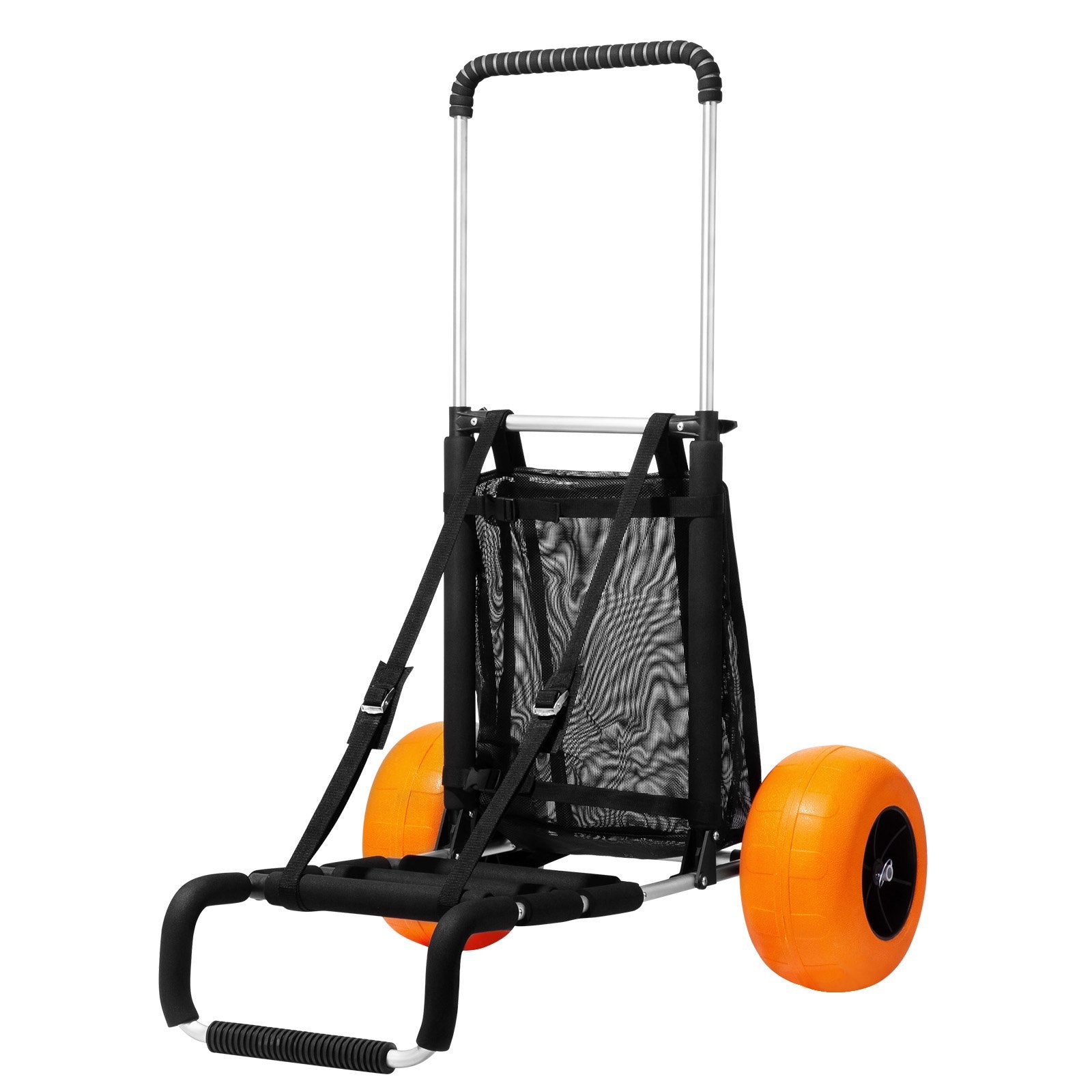VEVOR Beach Dolly with Big Wheels for Sand, 29.9" x 15.4" Cargo Deck, w/ 12" Foam Wheels, 165LBS Loading Capacity Folding Sand Cart & 27" to 44.7" Adjustable Height, Heavy Duty Cart for Beach 