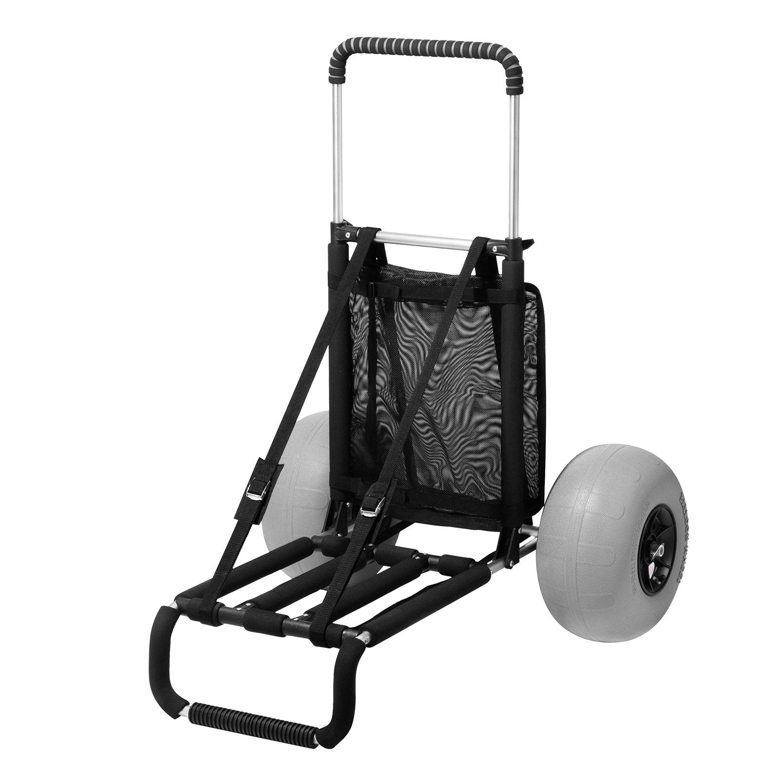 VEVOR Beach Dolly with Big Wheels for Sand, 29.9" x 15.4" Cargo Deck, w/ 12" Balloon Wheels, 165LBS Loading Capacity Folding Sand Cart & 27" to 44.7" Adjustable Height, Heavy Duty Cart for Beach 