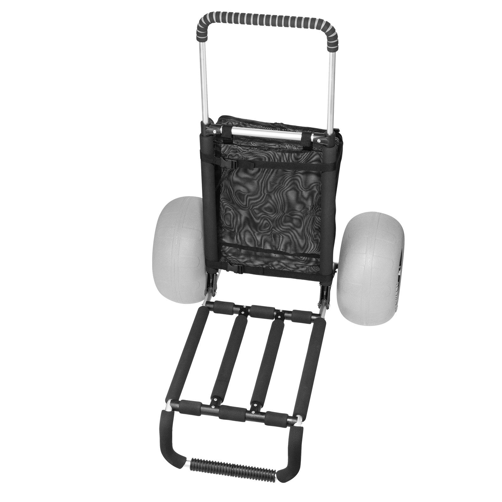 VEVOR Beach Dolly with Big Wheels for Sand, 29.9" x 15.4" Cargo Deck, w/ 12" Balloon Wheels, 165LBS Loading Capacity Folding Sand Cart & 27" to 44.7" Adjustable Height, Heavy Duty Cart for Beach 