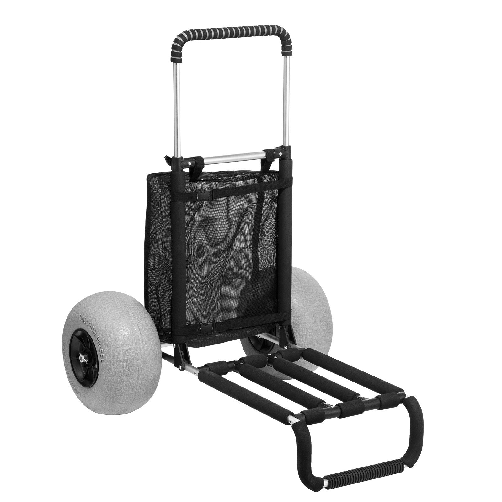 VEVOR Beach Dolly with Big Wheels for Sand, 29.9" x 15.4" Cargo Deck, w/ 12" Balloon Wheels, 165LBS Loading Capacity Folding Sand Cart & 27" to 44.7" Adjustable Height, Heavy Duty Cart for Beach 