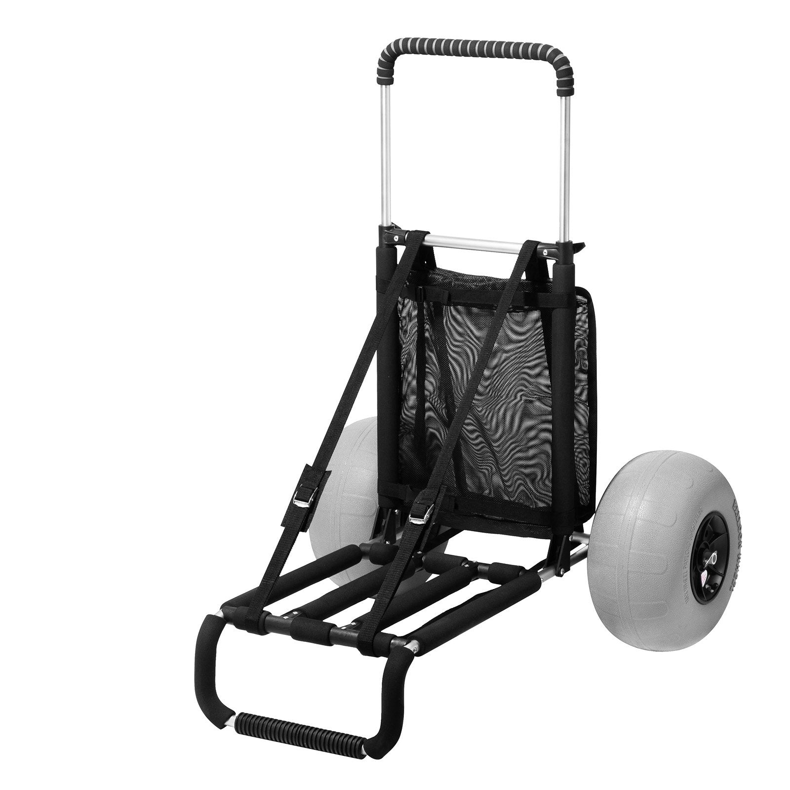 VEVOR Beach Dolly with Big Wheels for Sand, 29.9" x 15.4" Cargo Deck, w/ 12" Balloon Wheels, 165LBS Loading Capacity Folding Sand Cart & 27" to 44.7" Adjustable Height, Heavy Duty Cart for Beach 