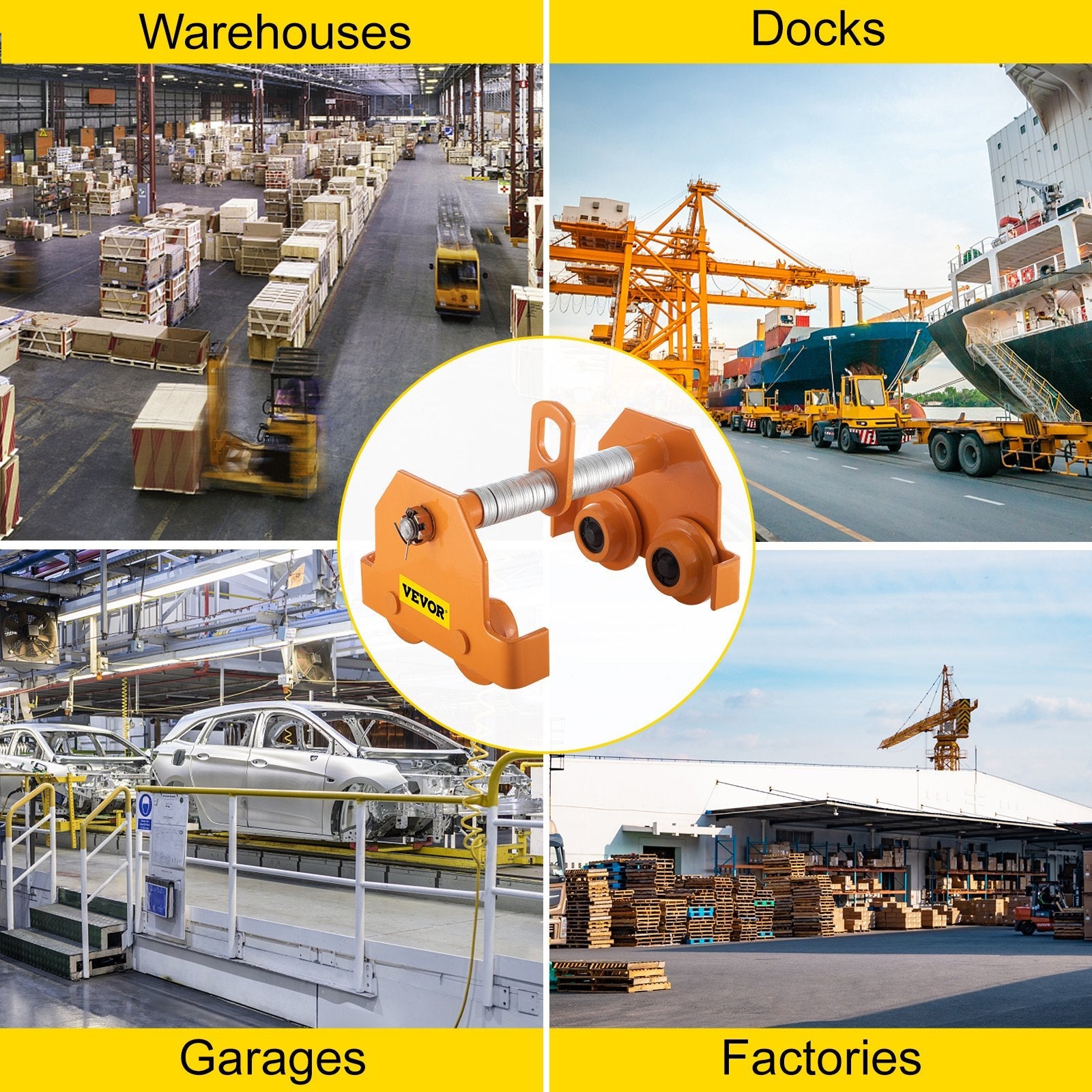 VEVOR Manual Trolley 16500LBS/7.5Ton Load Capacity Beam Trolley 4.5-8 inch Adjustable Width Push Beam Track Roller Trolley Steel Powder Coating with Dual Wheels Garage Hoist for Straight Curved I Beam 