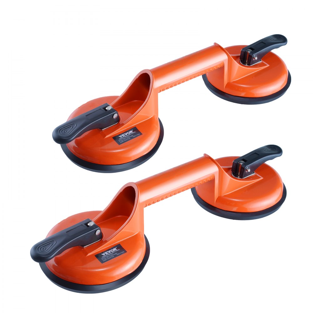 VEVOR Glass Suction Cup, 4.7" 2 Pack 330 lbs Load Capacity, Vacuum Suction Cup with Aluminum Handle, Heavy Duty Industrial Suction Cup Lifter Tool for Glass, Granite, Tile, Metal, Wood Panel Lifting 