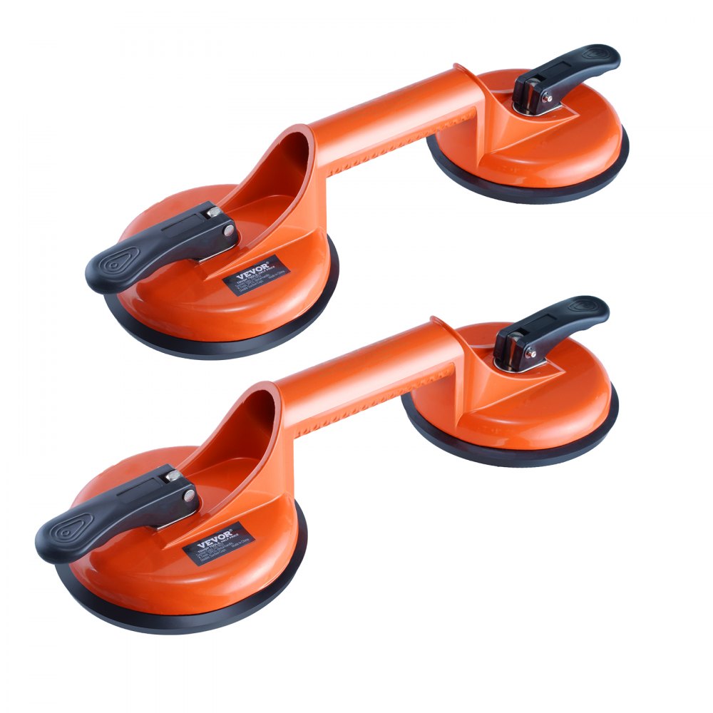 VEVOR Glass Suction Cup, 4.7" 2 Pack 330 lbs Load Capacity, Vacuum Suction Cup with Aluminum Handle, Heavy Duty Industrial Suction Cup Lifter Tool for Glass, Granite, Tile, Metal, Wood Panel Lifting 