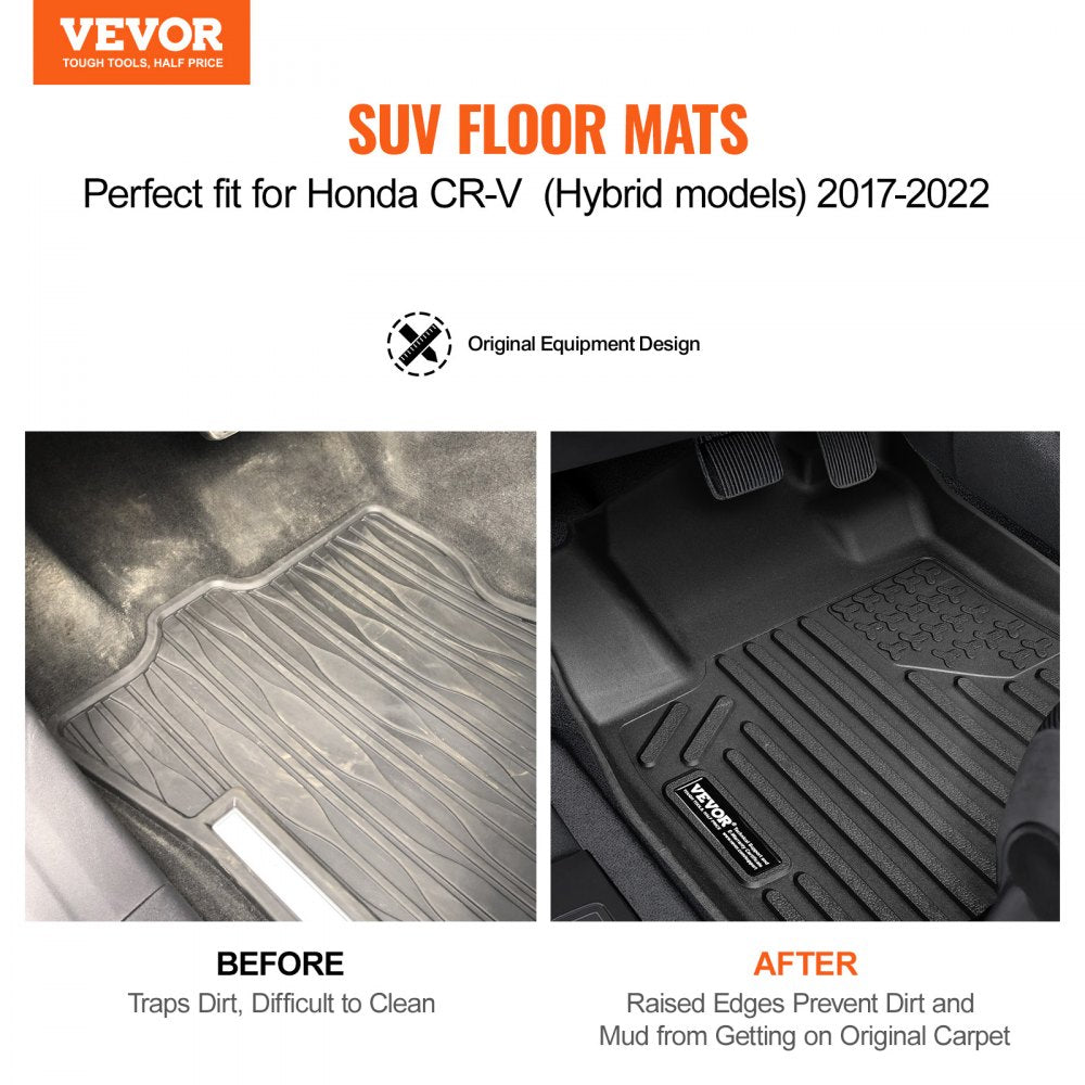VEVOR Automotive Floor Mats Fits for Honda CR-V (Hybrid Models) 2017-2022 3 pcs 