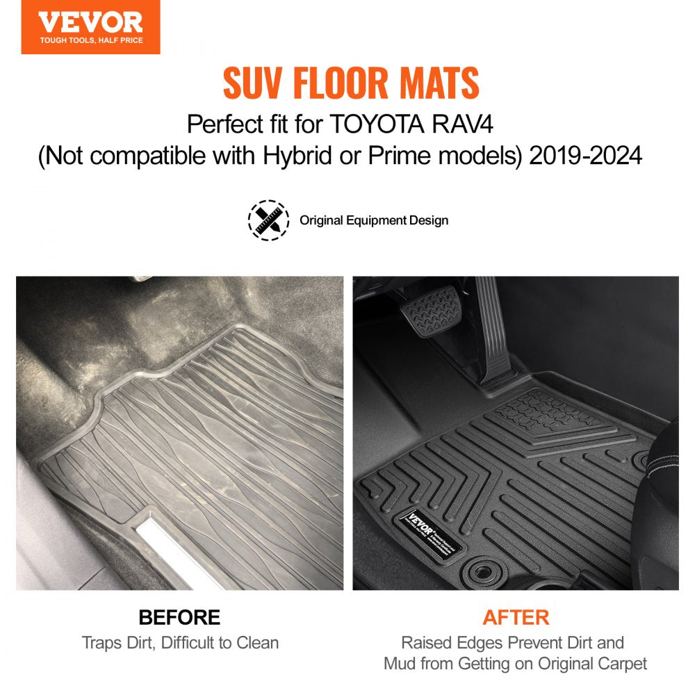 VEVOR Automotive Floor Mats Fits Toyota RAV4 (Not for Hybrid or Prime) 2019-2024 