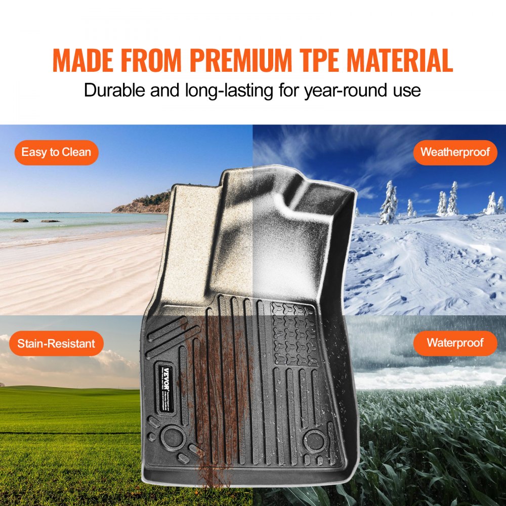 VEVOR Automotive Floor Mats Fits for Tesla Model Y 2021-2024 3 pcs TPE Liners 