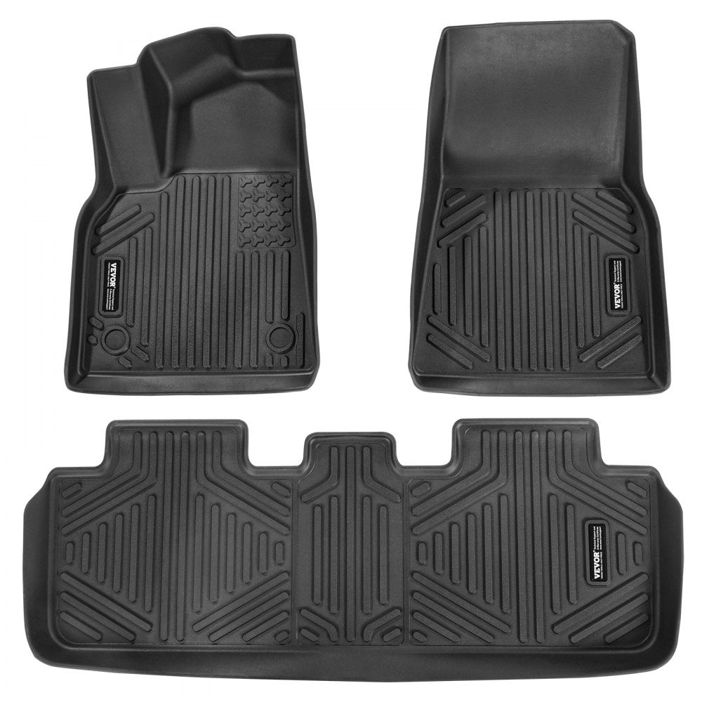 VEVOR Automotive Floor Mats Fits for Tesla Model Y 2021-2024 3 pcs TPE Liners 