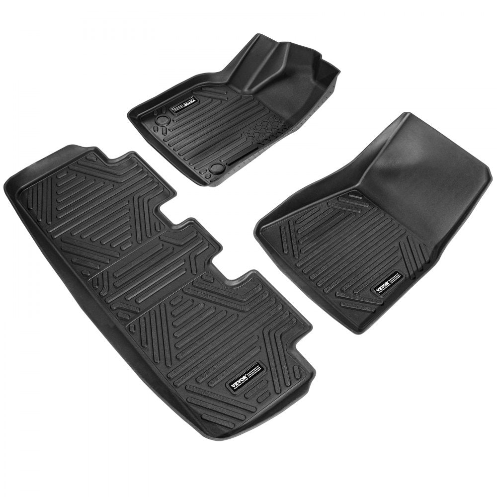 VEVOR Automotive Floor Mats Fits for Tesla Model Y 2021-2024 3 pcs TPE Liners 