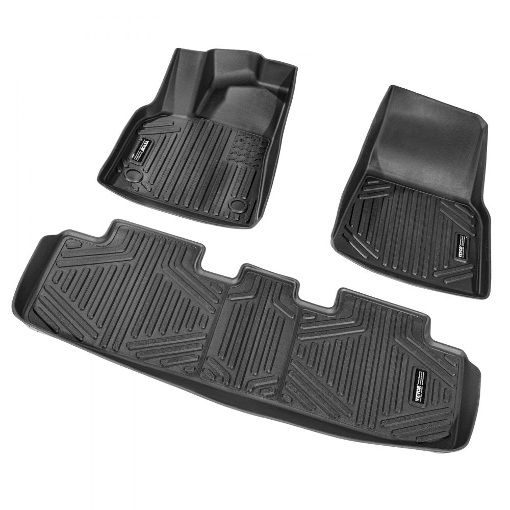 VEVOR Automotive Floor Mats Fits for Tesla Model Y 2021-2024 3 pcs TPE Liners 