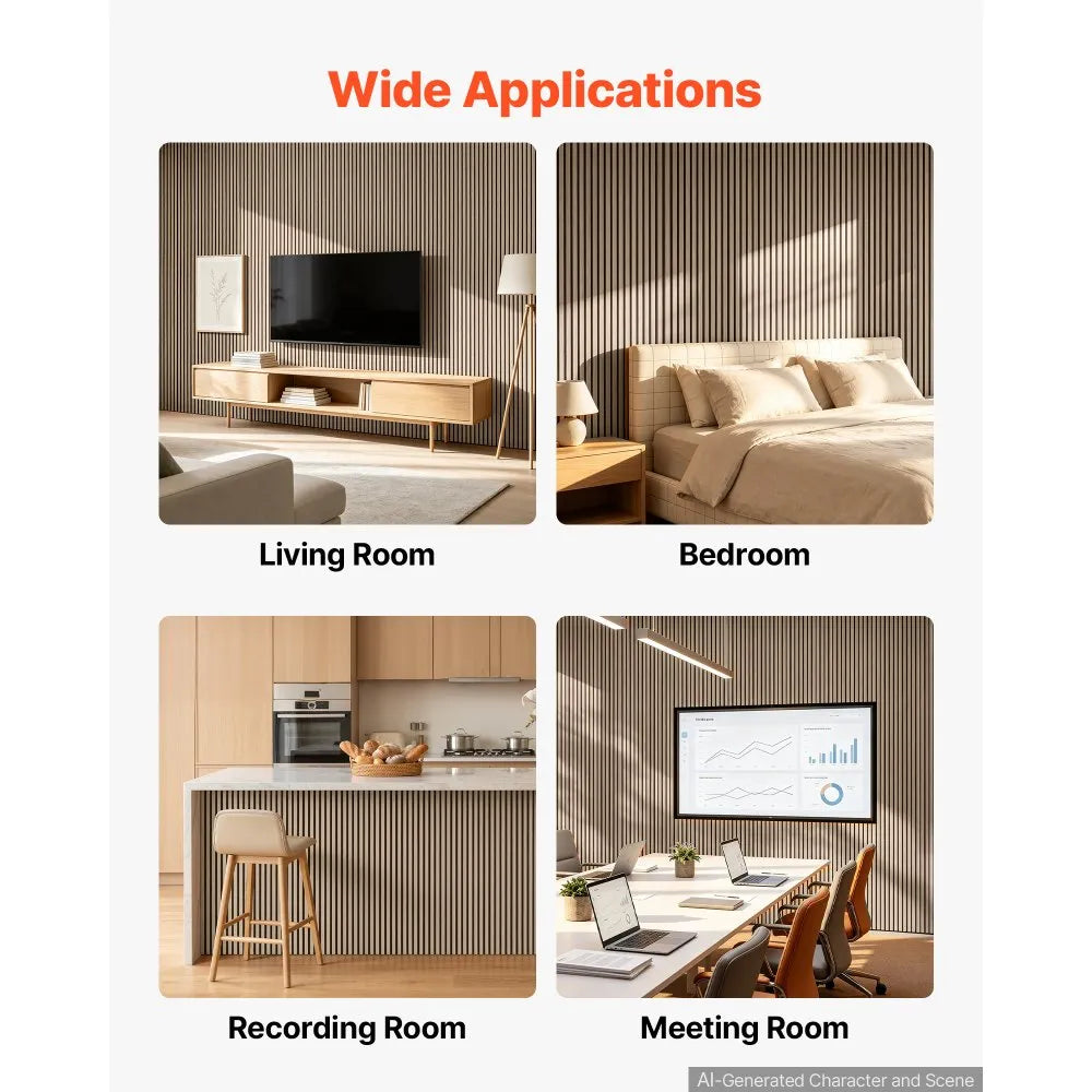Wood Acoustic Slat Wall Panels – 8-Pack, 47.2" x 23.6"
