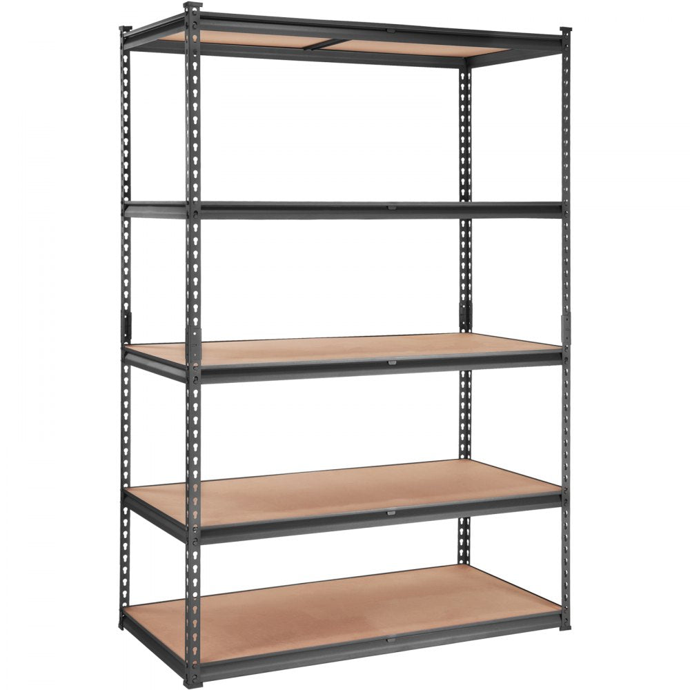 VEVOR Storage Shelving Unit, 5-Tier Adjustable, 2000 lbs Capacity, Heavy Duty Garage Shelves Metal Organizer Utility Rack, Black, 48" L x 24" W x 72" H for Kitchen Pantry Basement Bathroom Laundry 