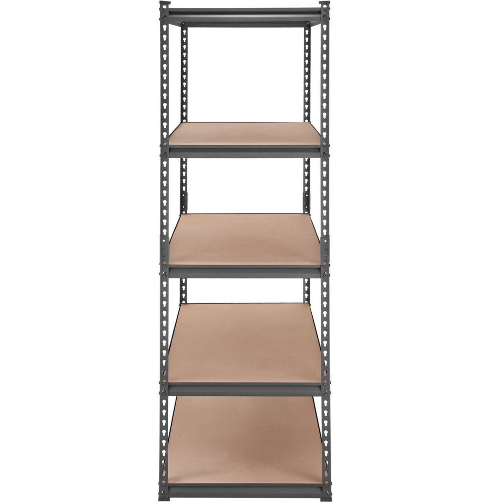 VEVOR Storage Shelving Unit, 5-Tier Adjustable, 2000 lbs Capacity, Heavy Duty Garage Shelves Metal Organizer Utility Rack, Black, 48" L x 24" W x 72" H for Kitchen Pantry Basement Bathroom Laundry 