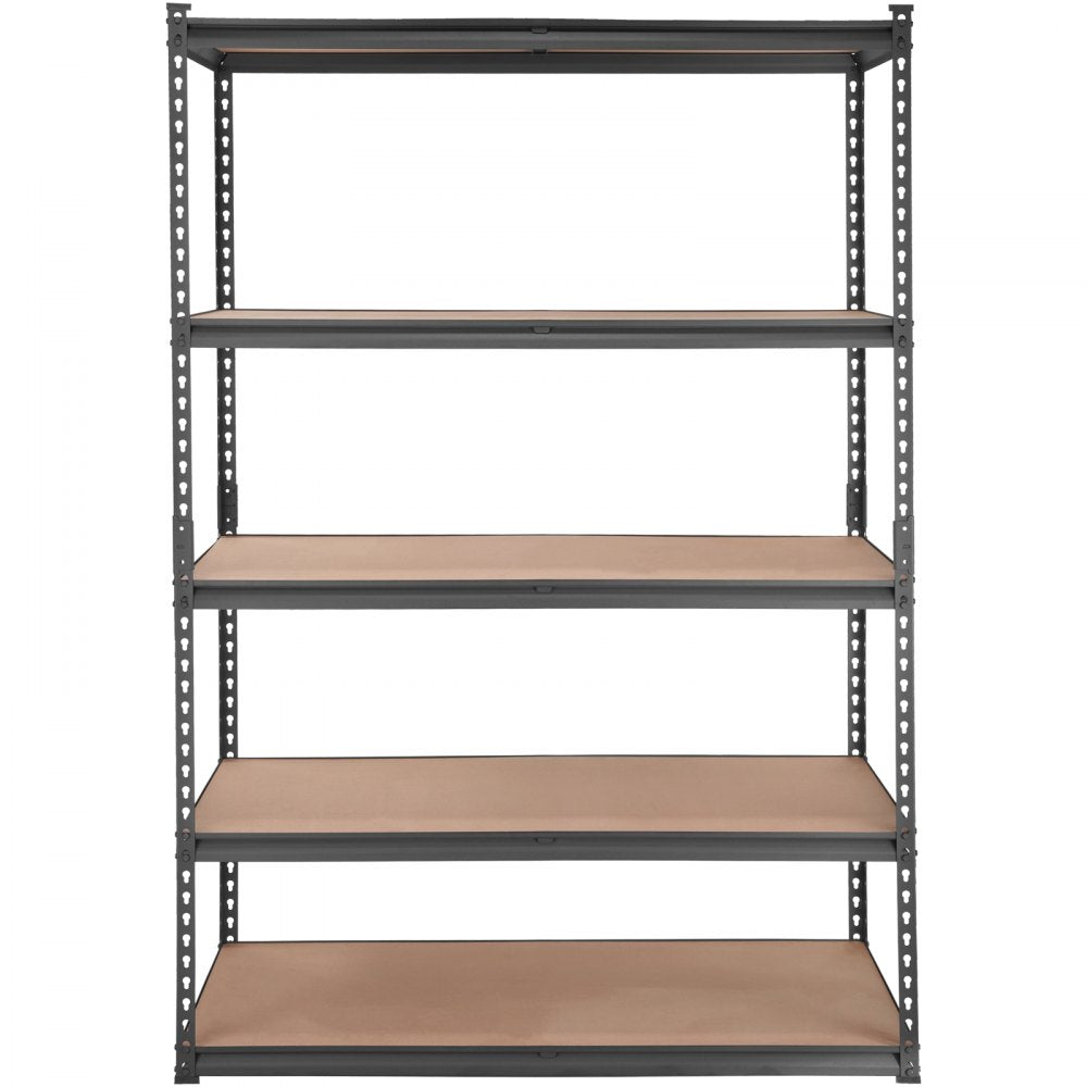 VEVOR Storage Shelving Unit, 5-Tier Adjustable, 2000 lbs Capacity, Heavy Duty Garage Shelves Metal Organizer Utility Rack, Black, 48" L x 24" W x 72" H for Kitchen Pantry Basement Bathroom Laundry 