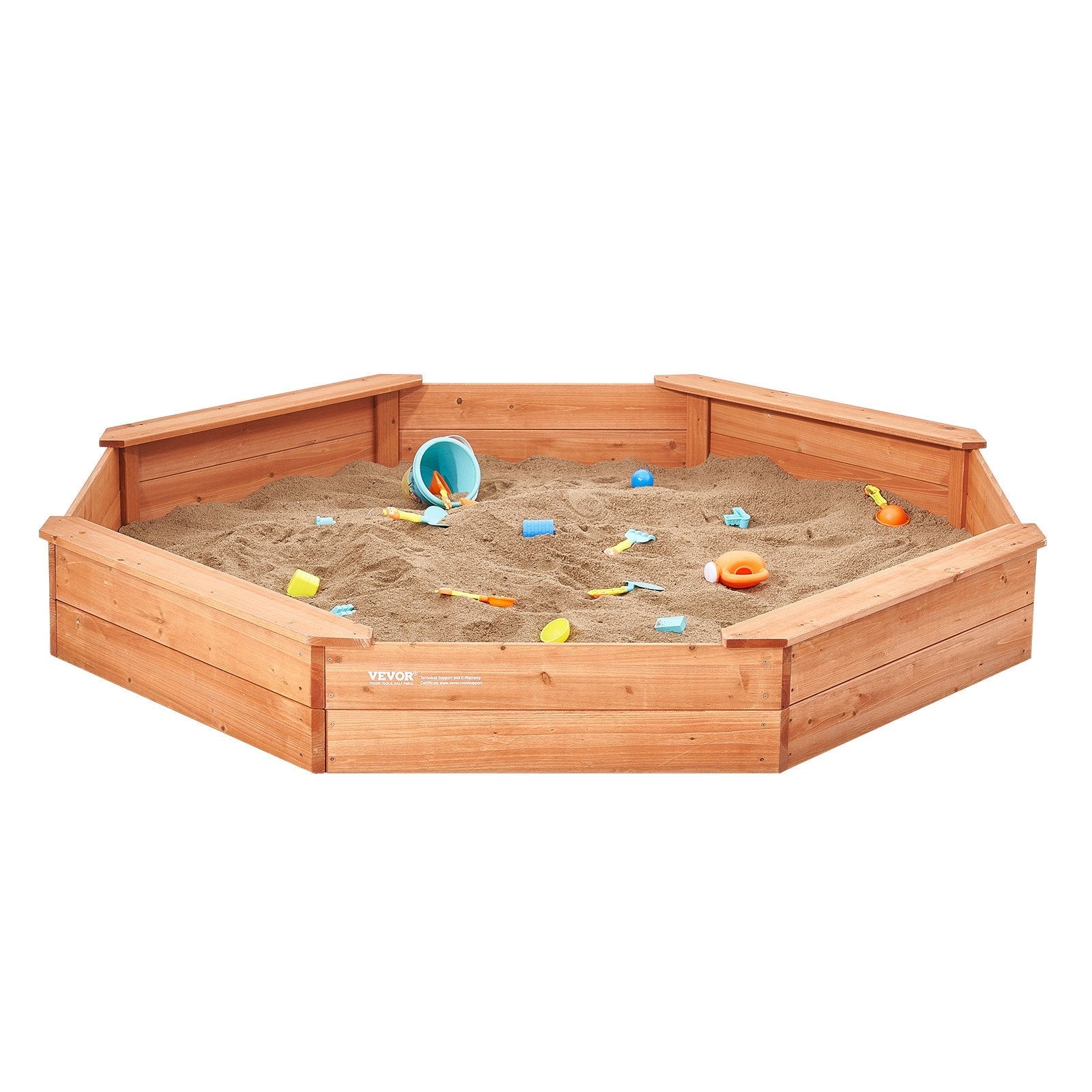 VEVOR Wooden Sandbox with Cover Octagonal Sand Box Sand Pit Outdoor Ages 3-12 