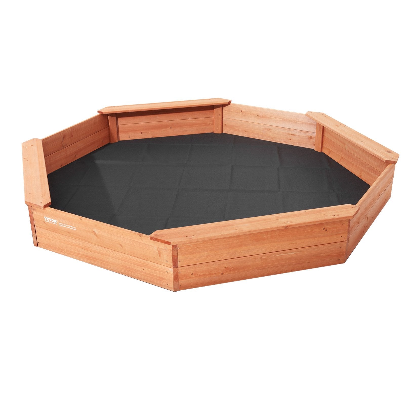 VEVOR Wooden Sandbox with Cover Octagonal Sand Box Sand Pit Outdoor Ages 3-12 