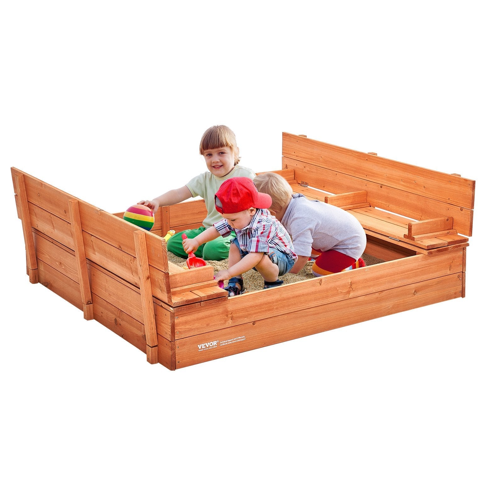 VEVOR Wooden Sandbox Sand Box Sand Pit with Bottom Liner for Outdoor Ages 3-12 