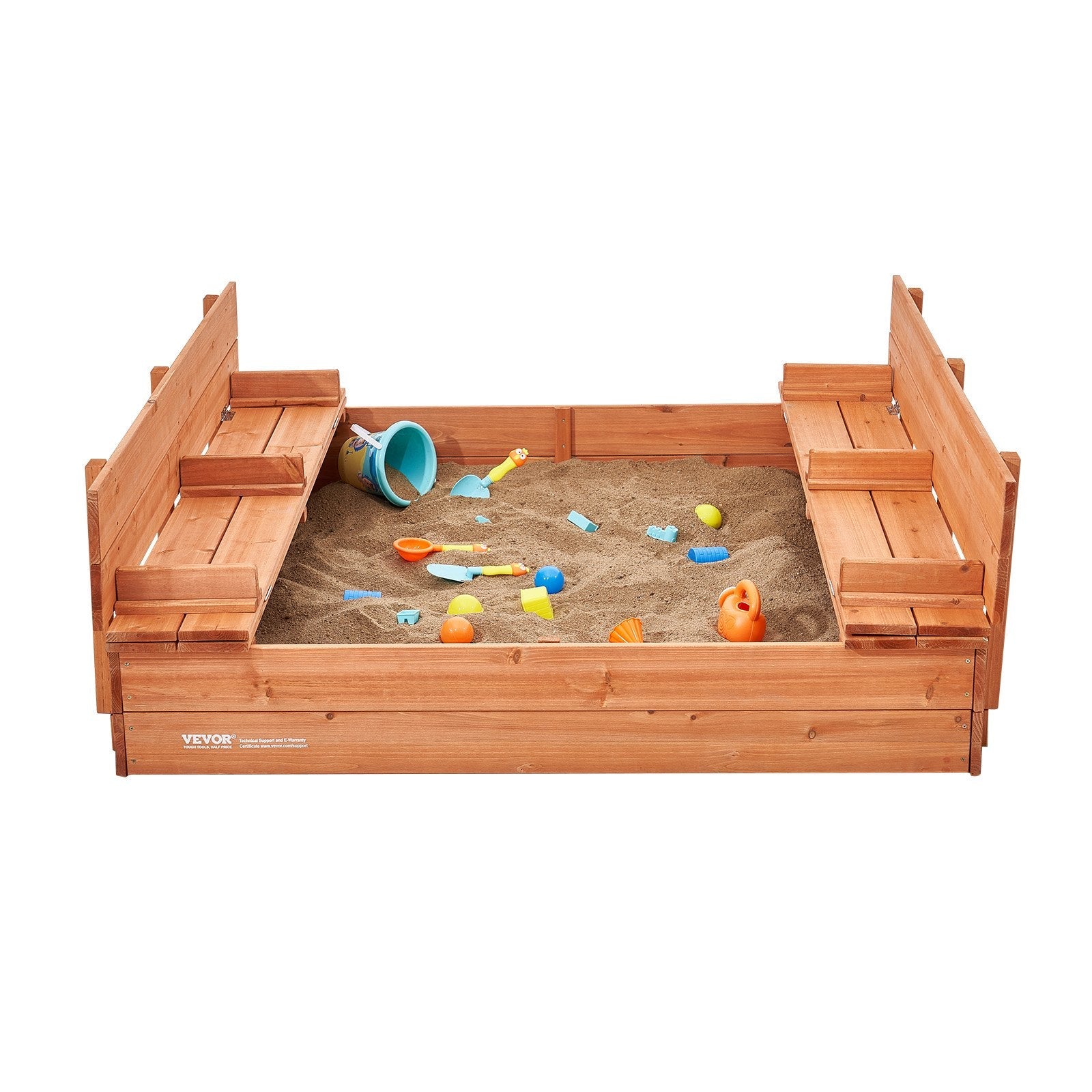 VEVOR Wooden Sandbox Sand Box Sand Pit with Bottom Liner for Outdoor Ages 3-12 