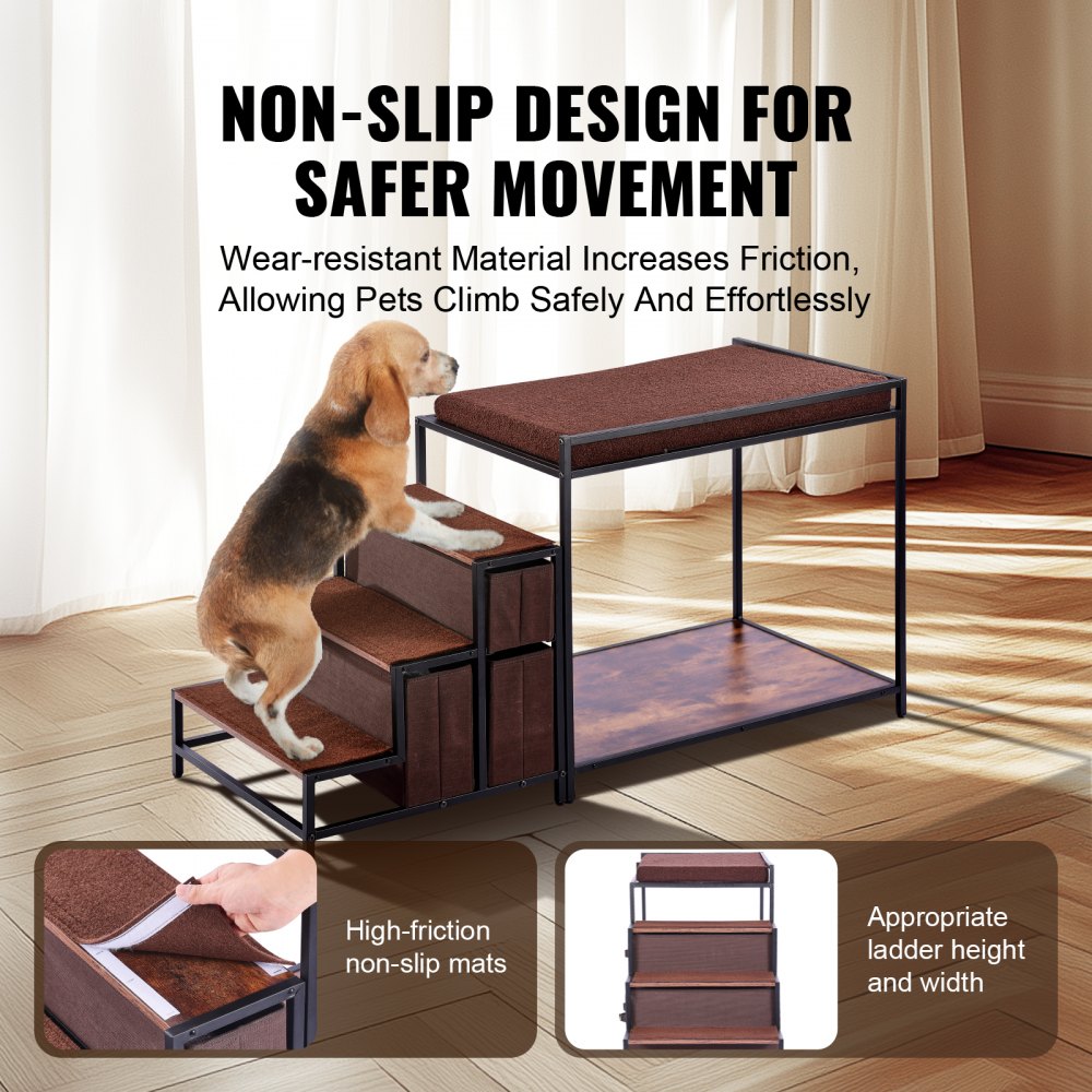 VEVOR Pet Bunk Bed Dog/Cat Window Perch with Stairs Storage Medium Size 