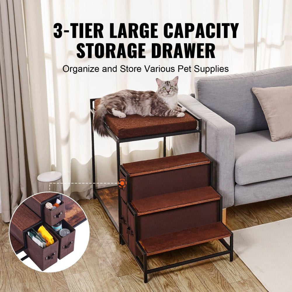 VEVOR Pet Bunk Bed Dog/Cat Window Perch with Stairs Storage Medium Size 