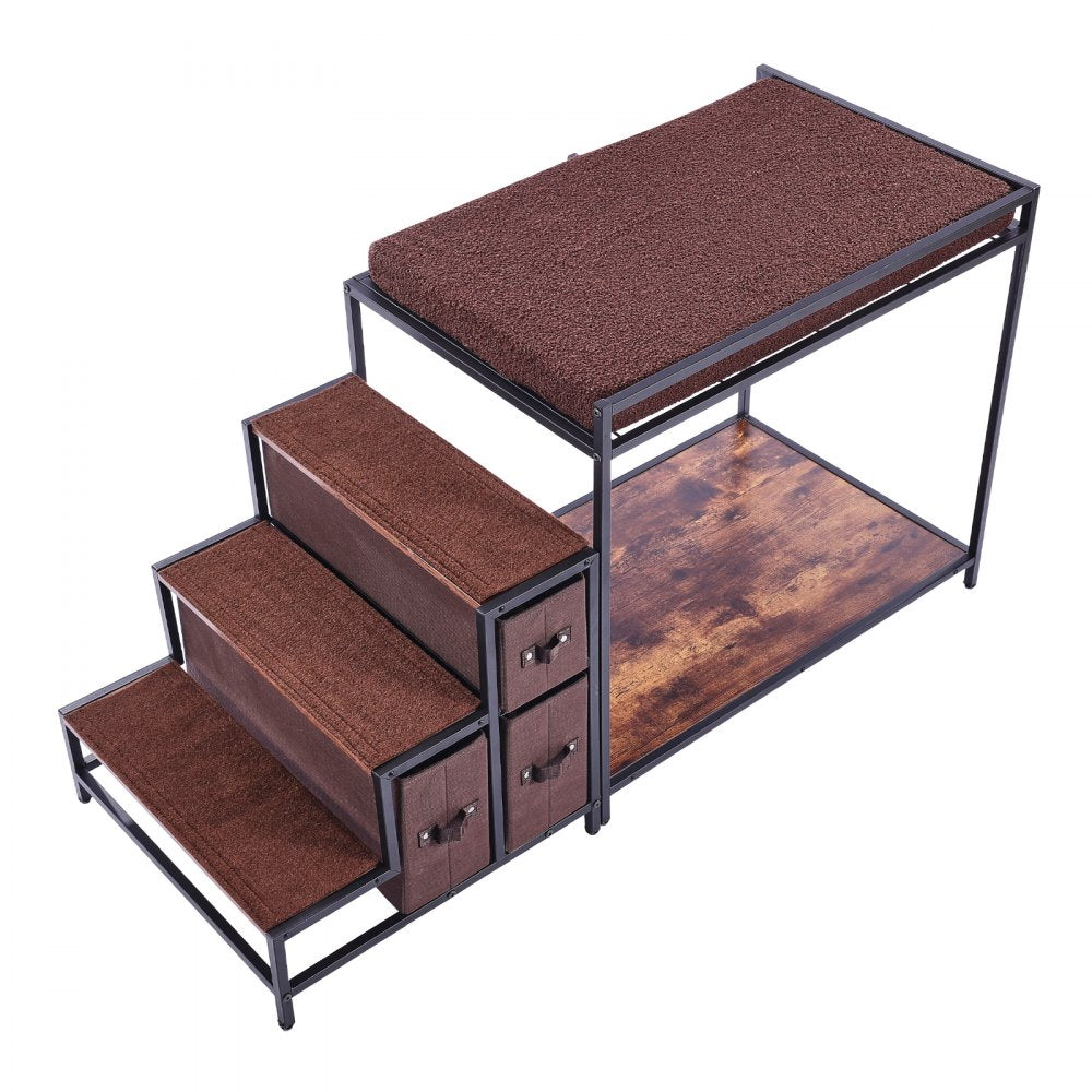 VEVOR Pet Bunk Bed Dog/Cat Window Perch with Stairs Storage Medium Size 