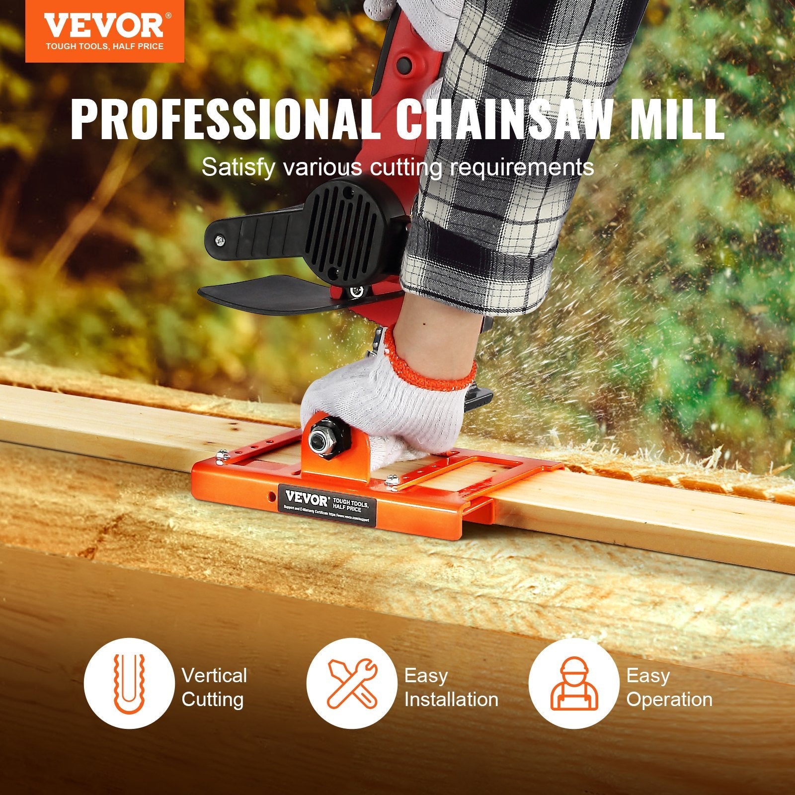 VEVOR Chainsaw Mill, Vertical Lumber Cutting Guide with 2"-6" Cutting Width, Cast Iron Portable Timber Chainsaw Attachment, Lightweight Wood Timber Milling Attachment for Builders and Woodworkers 