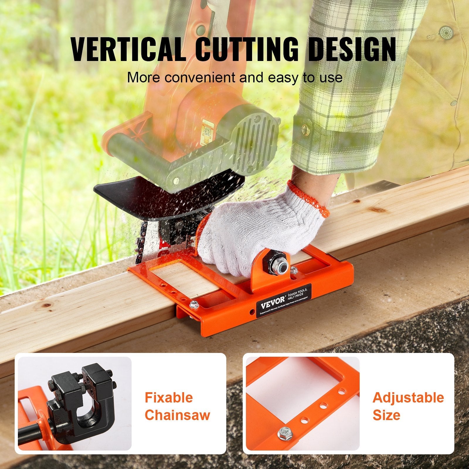 VEVOR Chainsaw Mill, Vertical Lumber Cutting Guide with 2"-6" Cutting Width, Cast Iron Portable Timber Chainsaw Attachment, Lightweight Wood Timber Milling Attachment for Builders and Woodworkers 