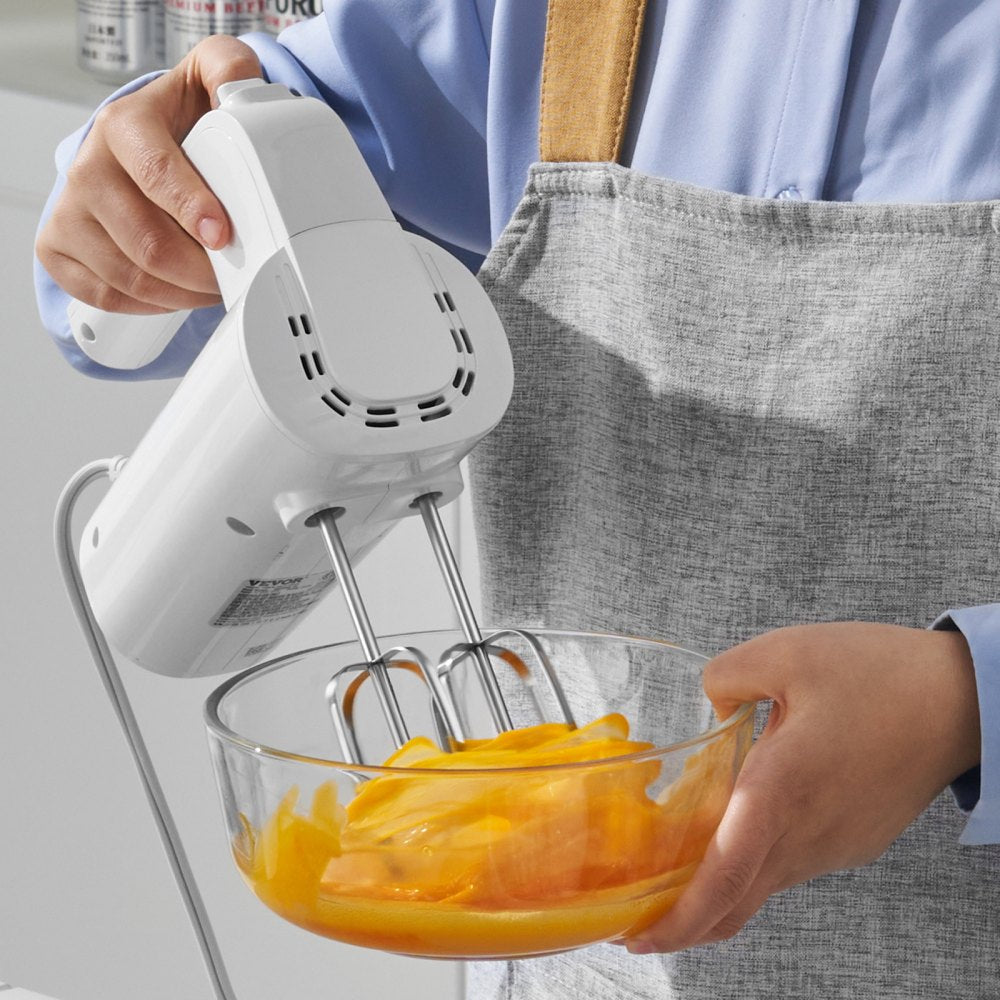 VEVOR Digital Electric Hand Mixer, 5-Speed, 200W Portable Electric Handheld Mixer, with Turbo Boost Beaters Dough Hooks Whisk Storage Bag, Baking Supplies for Whipping Mixing Egg Cookie Cake Cream 
