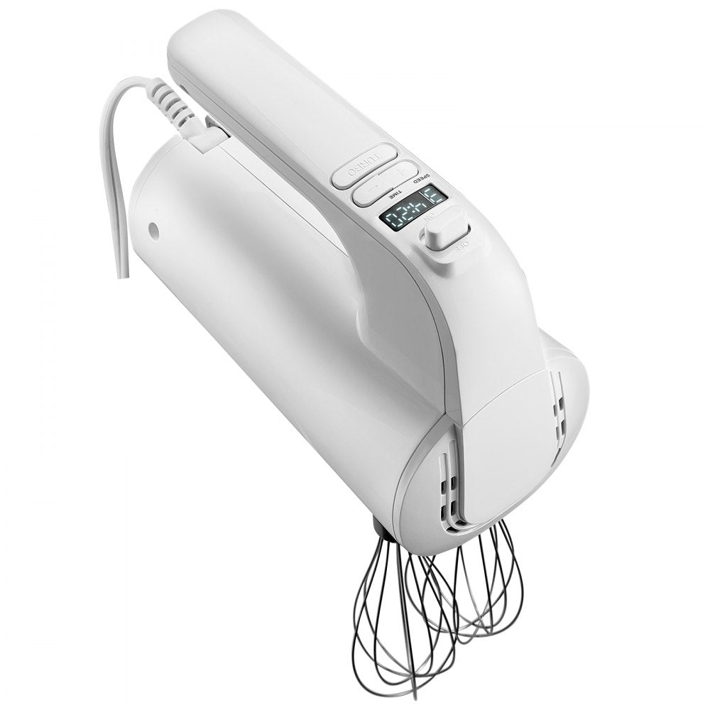 VEVOR Digital Electric Hand Mixer, 5-Speed, 200W Portable Electric Handheld Mixer, with Turbo Boost Beaters Dough Hooks Whisk Storage Bag, Baking Supplies for Whipping Mixing Egg Cookie Cake Cream 
