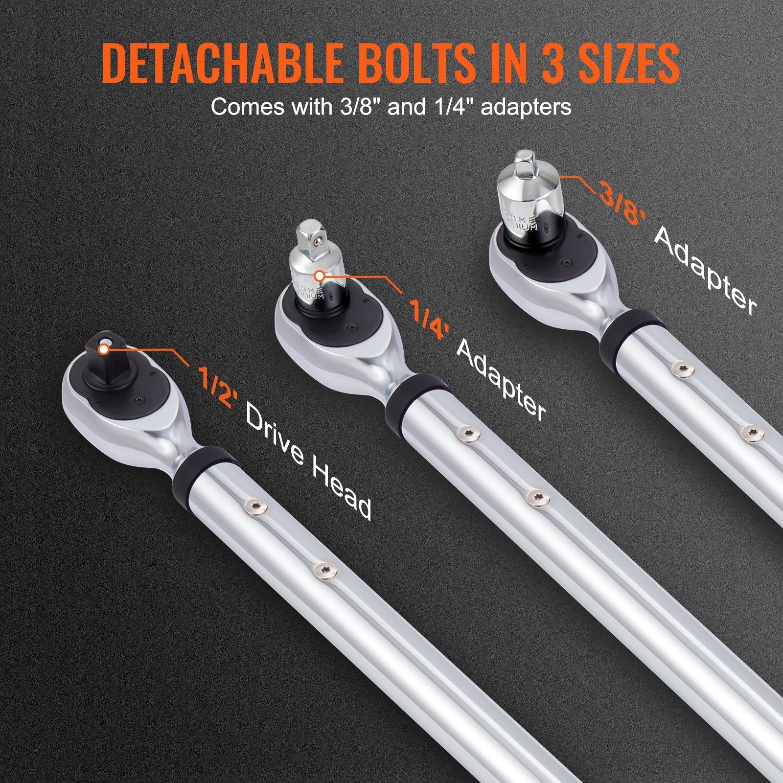 VEVOR Digital Torque Wrench, 1/2" Drive Electronic Torque Wrench, Torque Wrench Kit 25-250ft.lb/34-340n.m Torque Range Accurate to ±2%, 3-Mode Adjustable Torque Wrench Set with LED Buzzer Calibration 