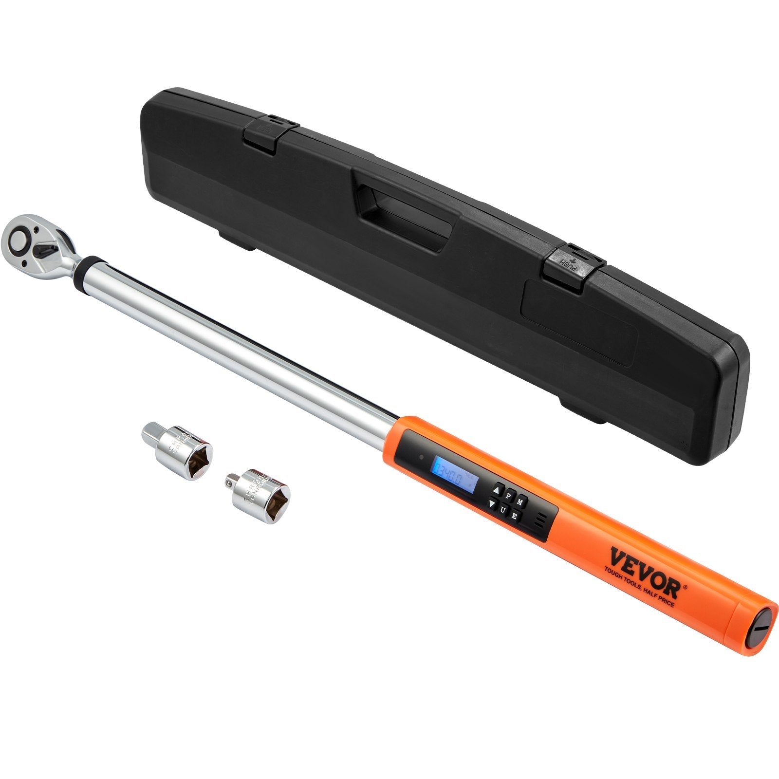 VEVOR Digital Torque Wrench, 1/2" Drive Electronic Torque Wrench, Torque Wrench Kit 25-250ft.lb/34-340n.m Torque Range Accurate to ±2%, 3-Mode Adjustable Torque Wrench Set with LED Buzzer Calibration 
