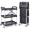VEVOR Foldable Utility Service Cart, 3 Shelf 165LBS Heavy Duty Plastic Rolling Cart with Swivel Wheels (2 with Brakes), Ergonomic Handle, Portable Garage Tool Cart for Warehouse Office Home