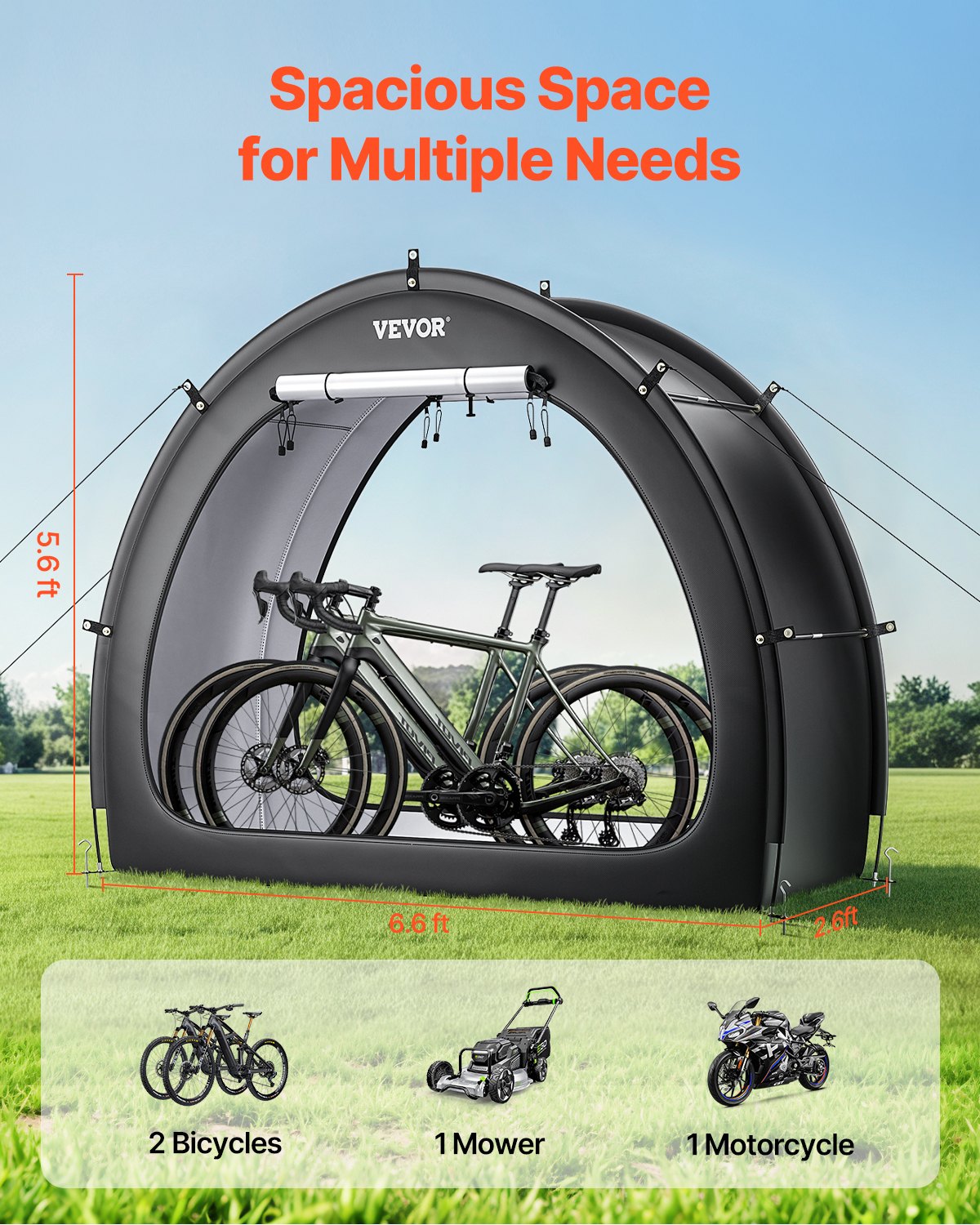 VEVOR Outdoor Bike Storage Tent Fan-Shaped Waterproof Bike Tent for 1 to 2 Bikes 