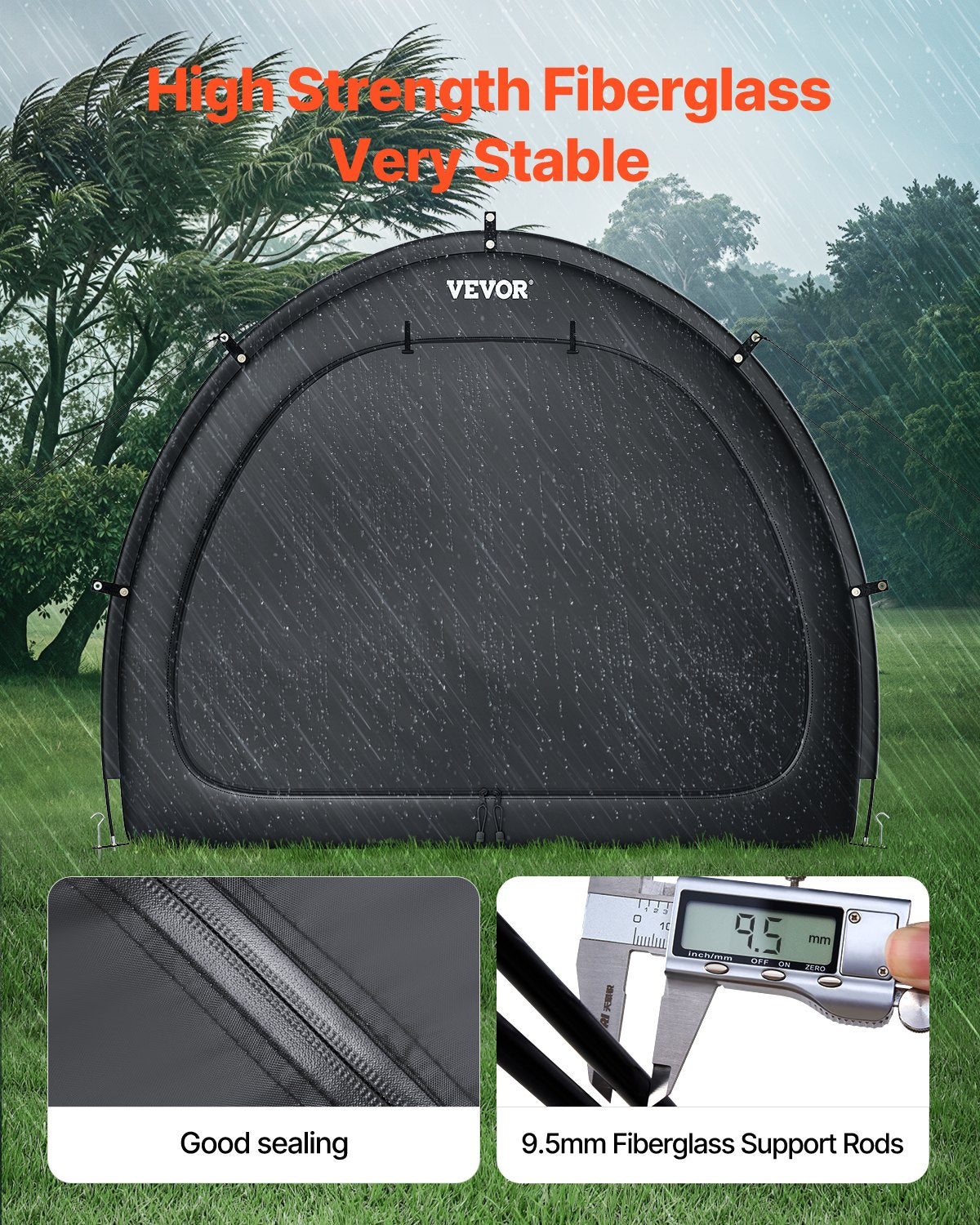 VEVOR Outdoor Bike Storage Tent Fan-Shaped Waterproof Bike Tent for 1 to 2 Bikes 