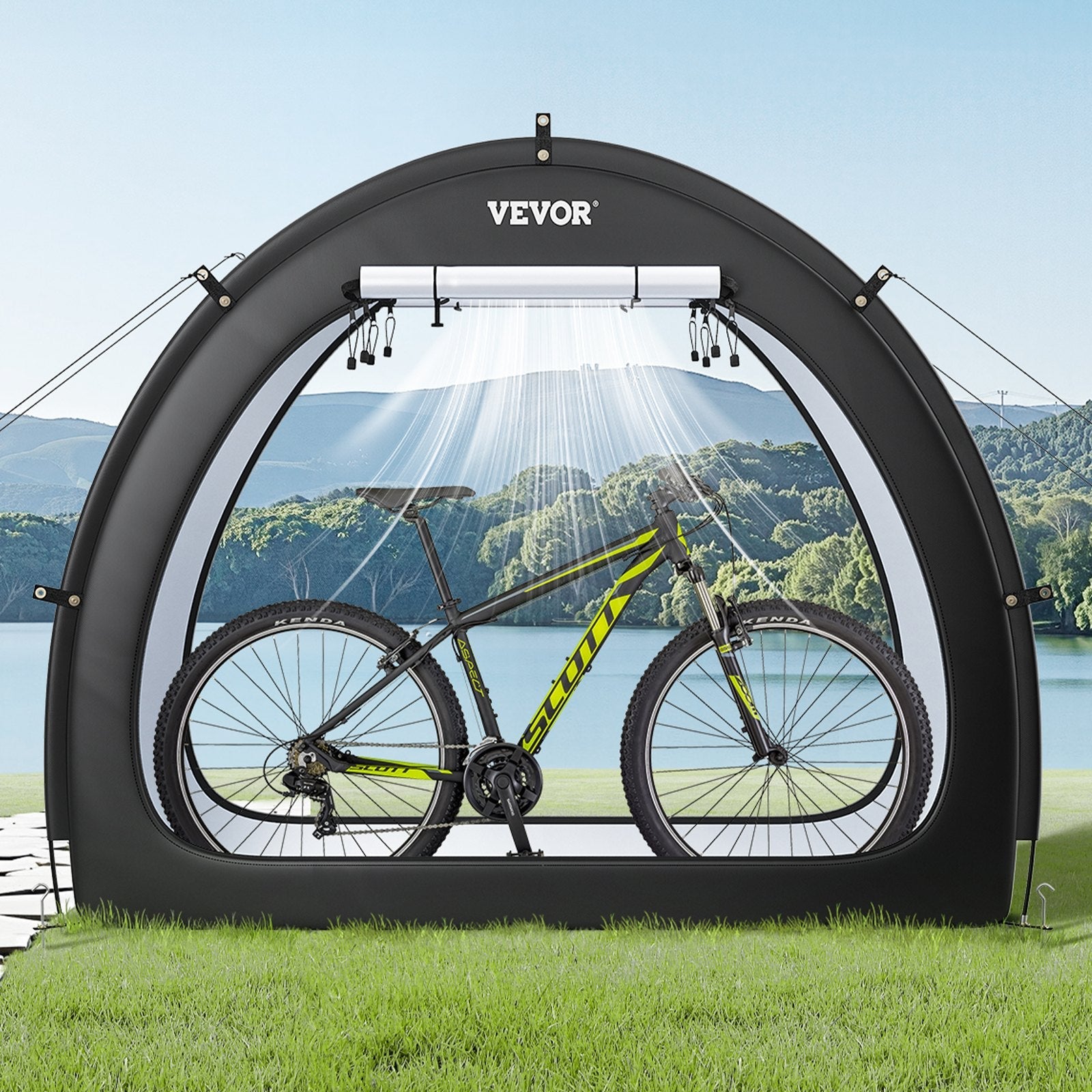 VEVOR Outdoor Bike Storage Tent Fan-Shaped Waterproof Bike Tent for 1 to 2 Bikes 