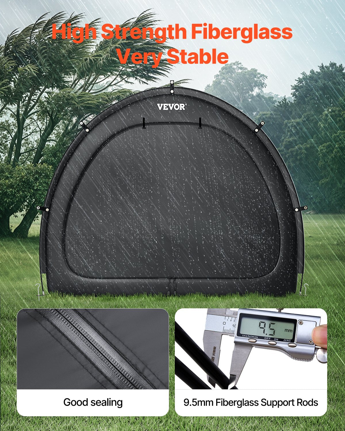 VEVOR Outdoor Bike Storage Tent Fan-Shaped Waterproof Bike Tent for 4 to 5 Bikes 