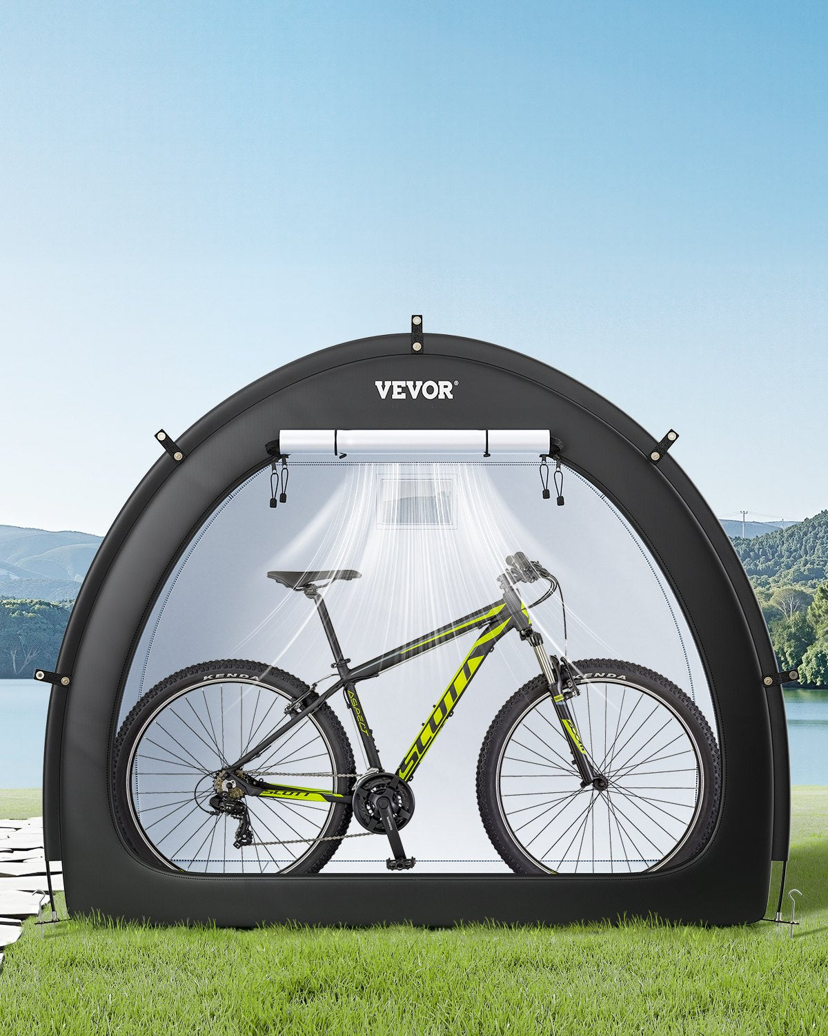 VEVOR Outdoor Bike Storage Tent Fan-Shaped Waterproof Bike Tent for 4 to 5 Bikes 