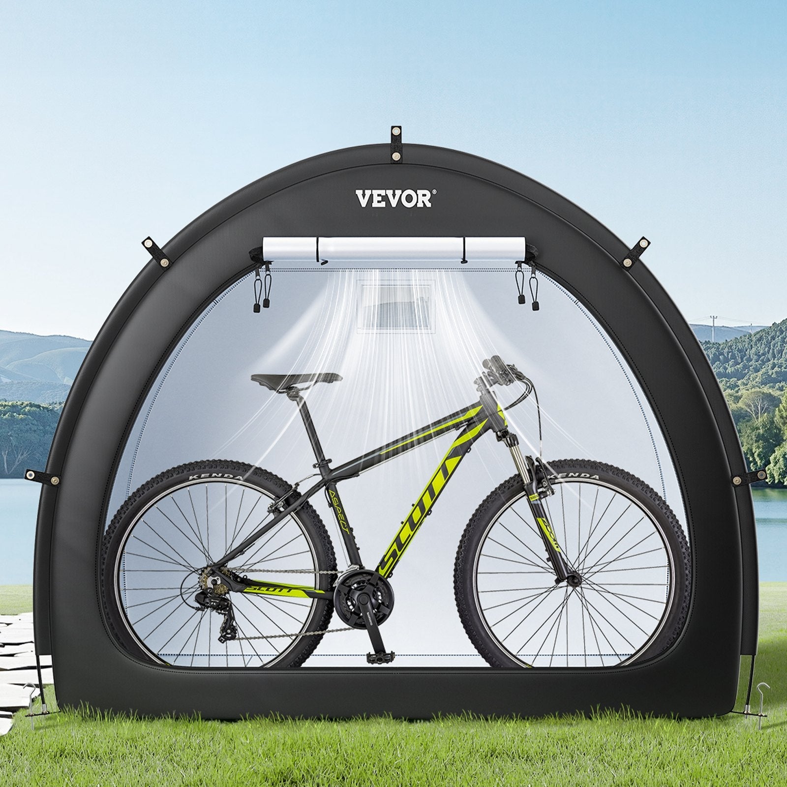 VEVOR Outdoor Bike Storage Tent Fan-Shaped Waterproof Bike Tent for 4 to 5 Bikes 