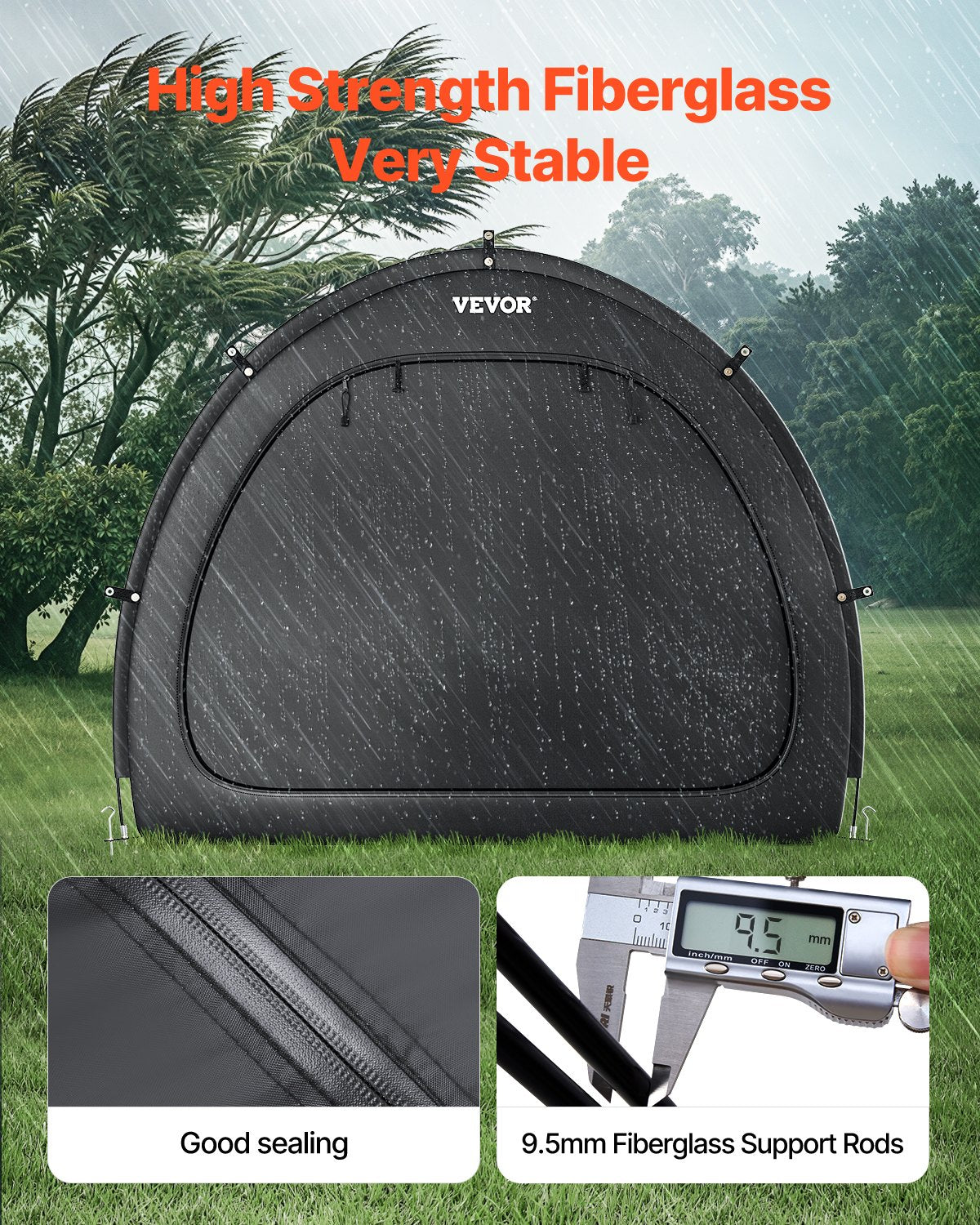 VEVOR Outdoor Bike Storage Tent Fan-Shaped Waterproof Bike Tent for 5+ Bikes 