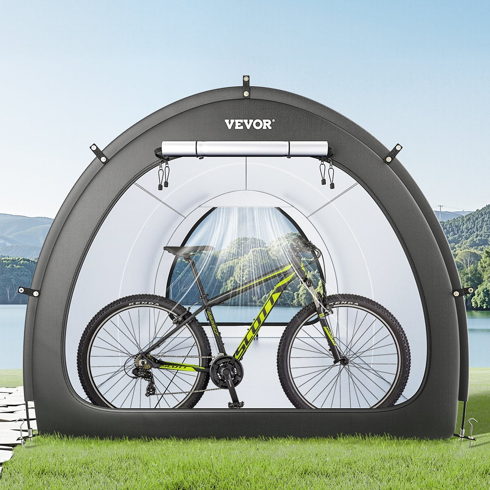 VEVOR Outdoor Bike Storage Tent Fan-Shaped Waterproof Bike Tent for 5+ Bikes 