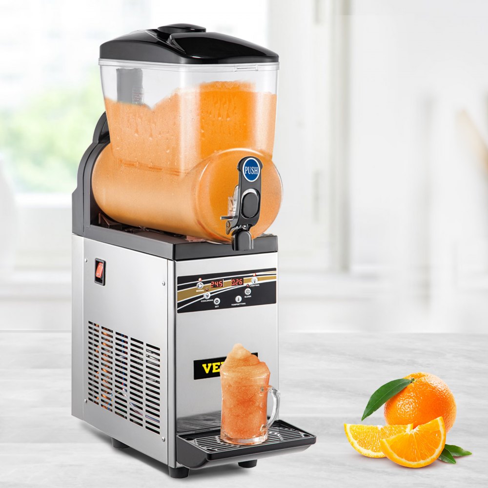 VEVOR Slush Frozen Drink Machine, 15L Tank Commercial Margarita Machine, 500W Stainless Steel Margarita Slush Maker, Temperature Slush 16°F to 32°F Drink Maker, Perfect for Restaurants Cafes Bars 