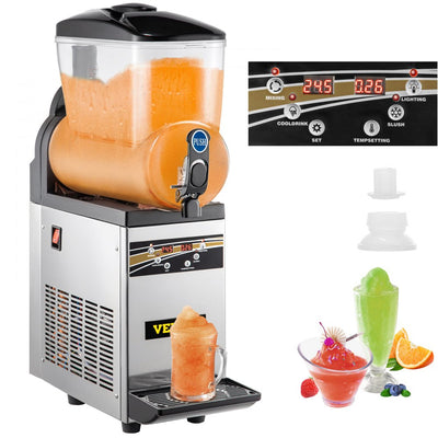 VEVOR Slush Frozen Drink Machine, 15L Tank Commercial Margarita Machine, 500W Stainless Steel Margarita Slush Maker, Temperature Slush 16°F to 32°F Drink Maker, Perfect for Restaurants Cafes Bars 